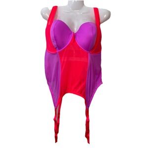 SAVAGE X FENTY I Dare Hue Mesh‎ Bustier Womens 2X Colorblock Purple Pink